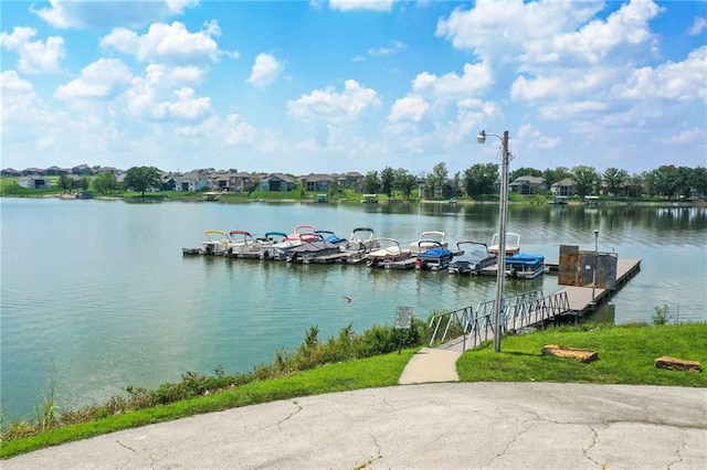 view of dock featuring a water view