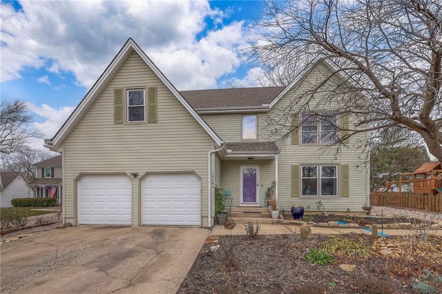 view of front property with a garage