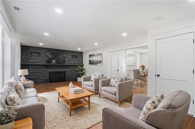 living room featuring light wood-type flooring