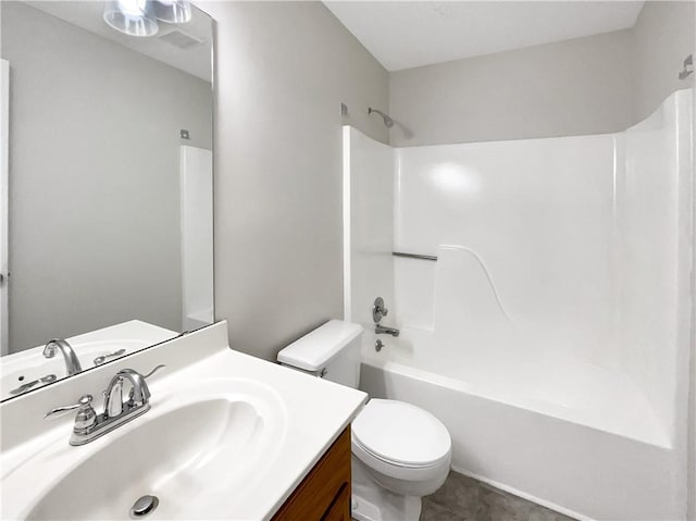 full bathroom featuring vanity, toilet, and tub / shower combination