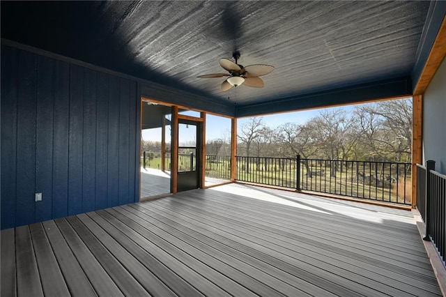 deck featuring ceiling fan