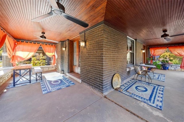 view of patio with a ceiling fan