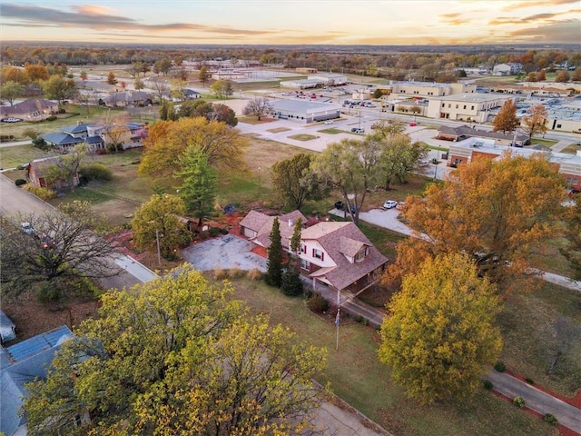 view of aerial view at dusk