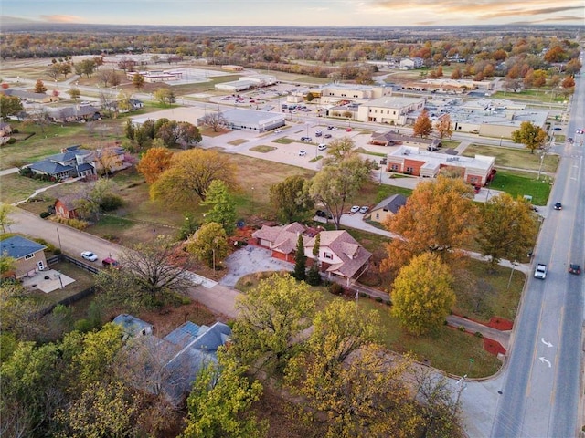 view of aerial view at dusk