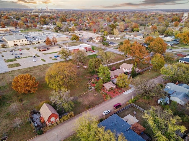 view of aerial view at dusk