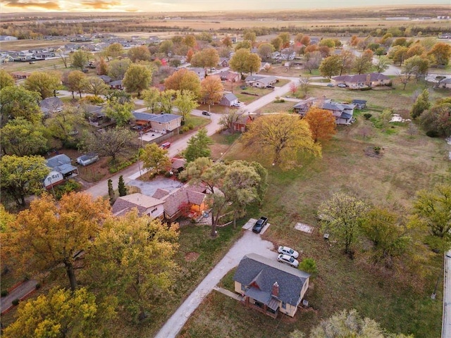 view of aerial view at dusk