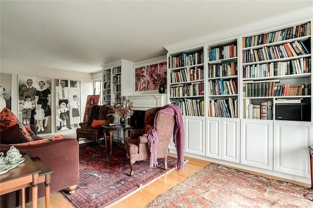 sitting room with light wood-type flooring