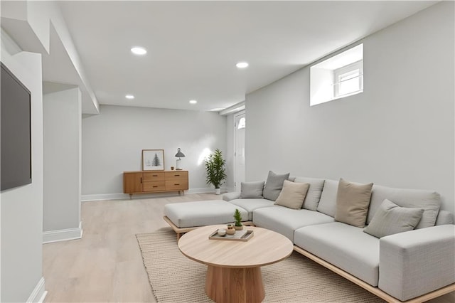 living room featuring light hardwood / wood-style floors