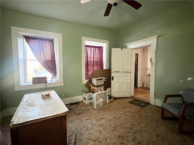 bathroom featuring ceiling fan