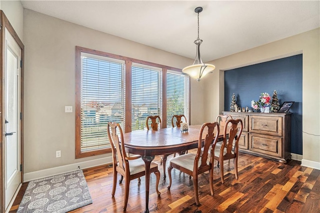 dining room with dark hardwood / wood-style floors