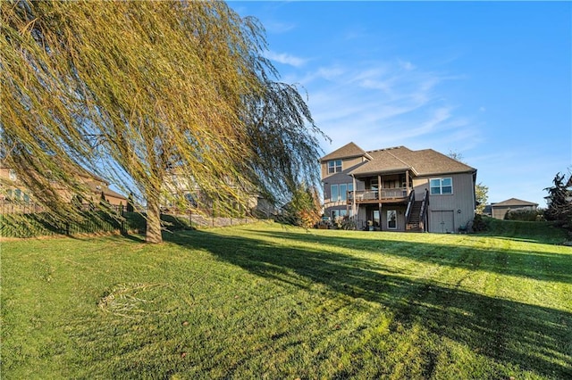 view of yard with a deck