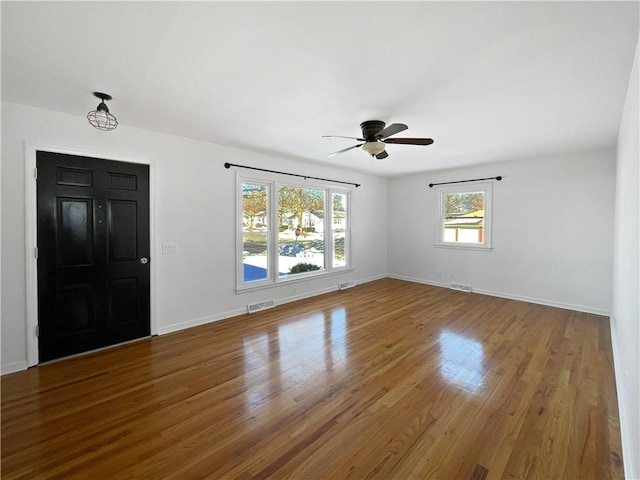 interior space featuring ceiling fan and hardwood / wood-style flooring