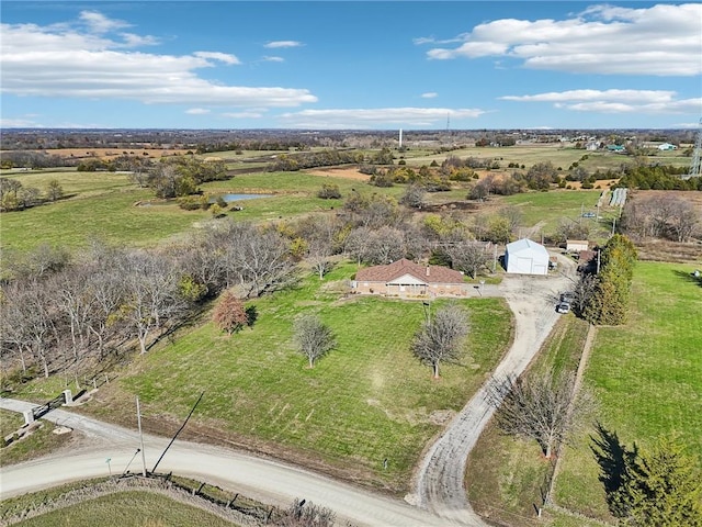 bird's eye view with a rural view