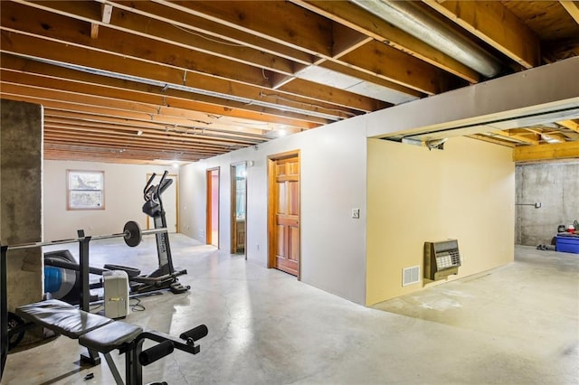 workout area with heating unit