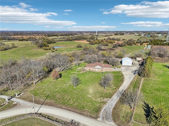 drone / aerial view with a rural view