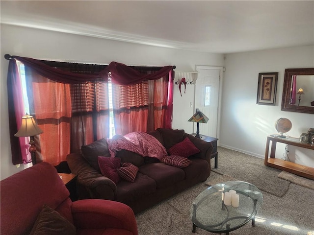 living room with carpet flooring