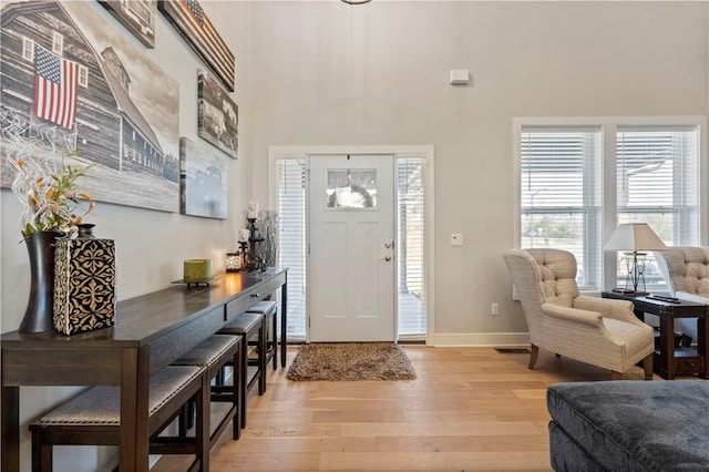 entrance foyer with light hardwood / wood-style flooring