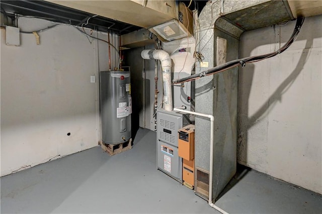 utility room with electric water heater