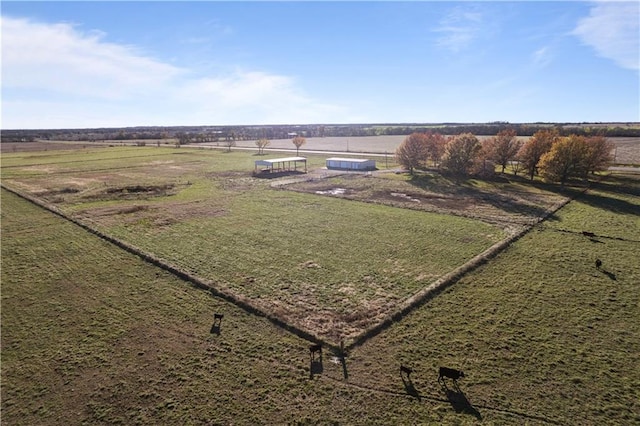 drone / aerial view with a rural view