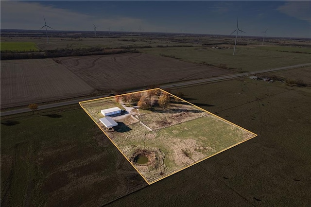 aerial view featuring a rural view