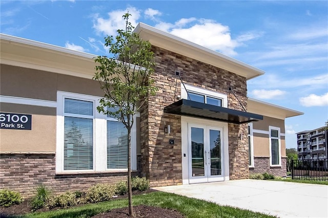 entrance to property with french doors