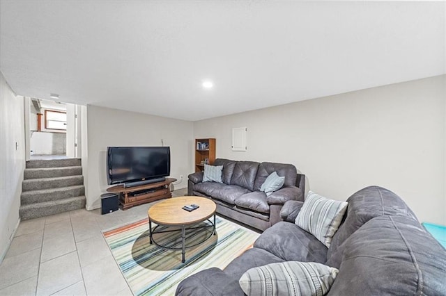 view of tiled living room