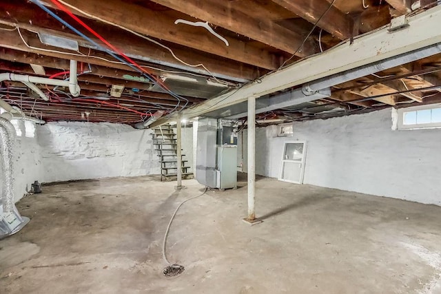 basement with heating unit