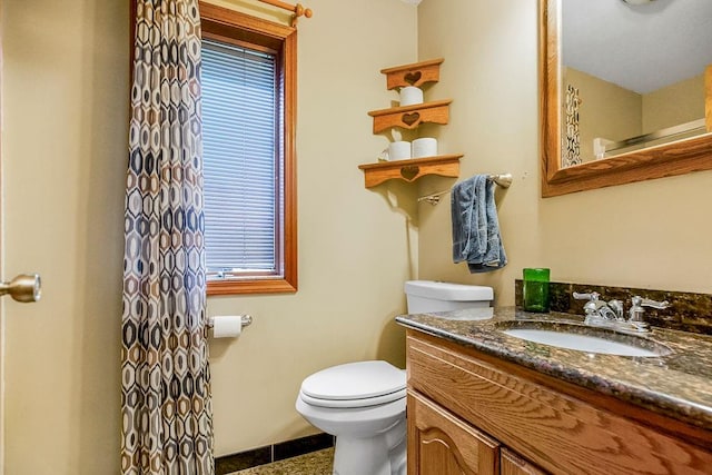 bathroom featuring vanity, toilet, and a wealth of natural light