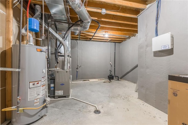 basement featuring water heater