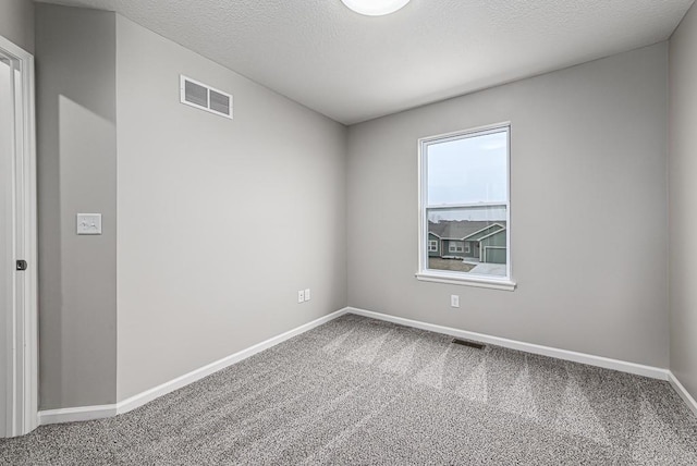 spare room with carpet flooring and a textured ceiling