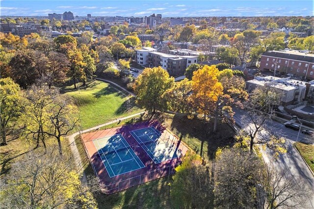 drone / aerial view with a city view