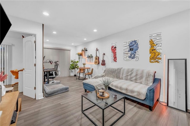 living room with light hardwood / wood-style floors