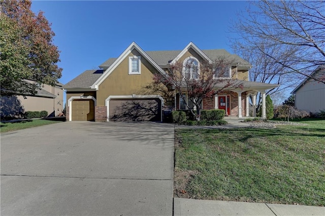 view of front of home with a front lawn