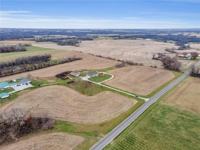 aerial view featuring a rural view