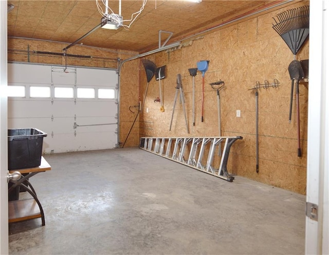 garage with a garage door opener