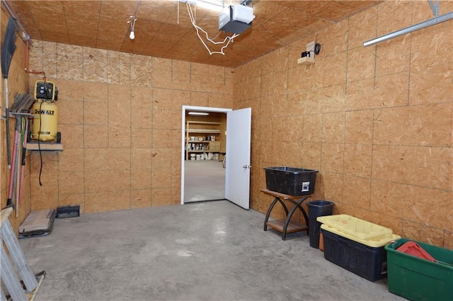 garage with a garage door opener