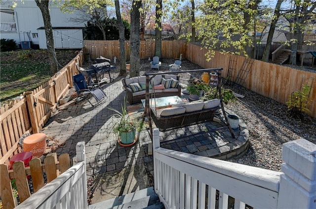 view of patio / terrace with an outdoor living space