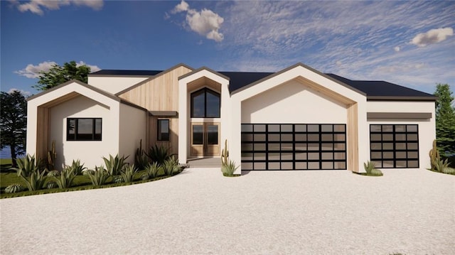 16 Checotah Bluffs Cir, Lake Winnebago, MO 64034 - contemporary home with an attached garage, stucco siding, and concrete driveway