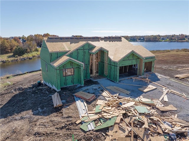 unfinished property with a water view