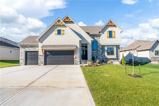 view of front of property with a front lawn