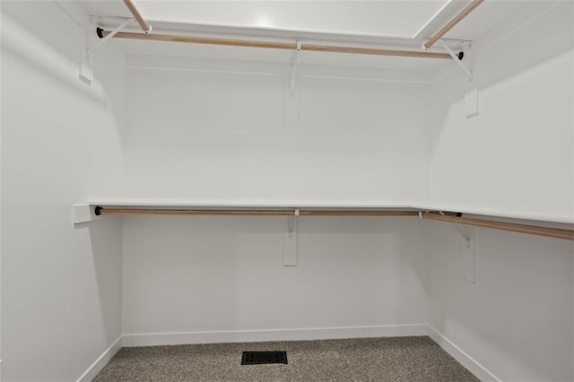 walk in closet featuring visible vents and carpet flooring