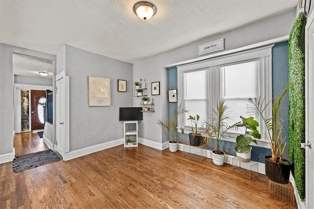 interior space with hardwood / wood-style flooring