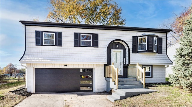 raised ranch with a garage