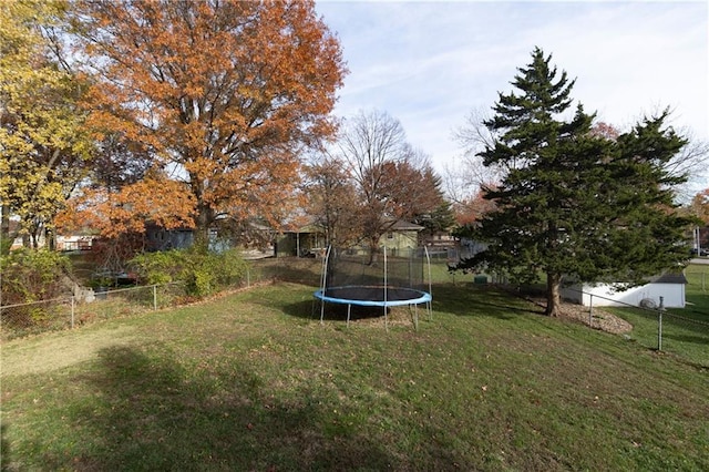 view of yard with a trampoline