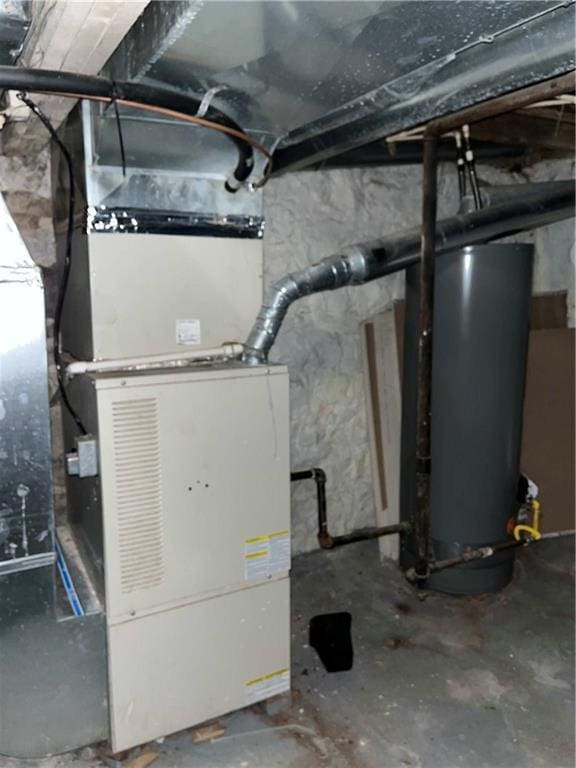 utility room with gas water heater