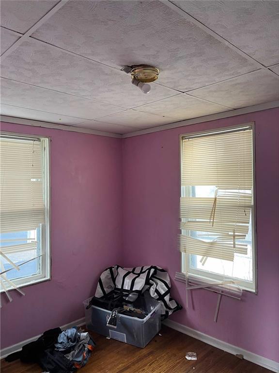 interior space featuring baseboards and wood finished floors