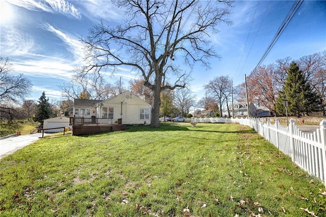 view of yard featuring a deck