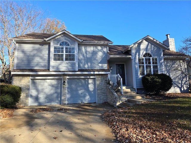 view of front of property featuring a garage