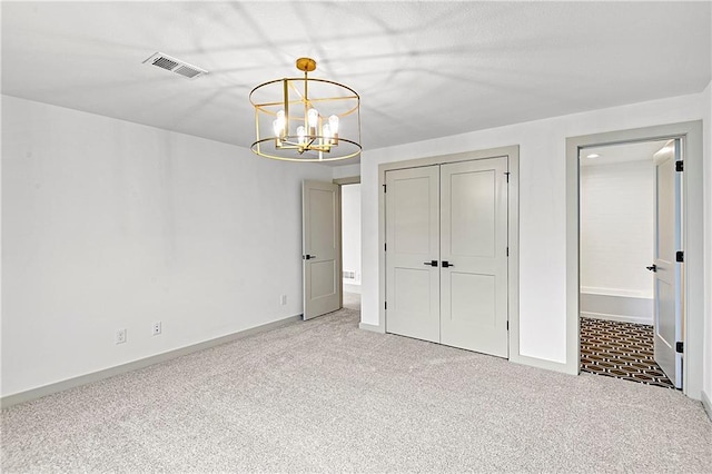 13465 W 174th Pl, Overland Park, KS 66221 - unfurnished bedroom with carpet, a chandelier, and a closet