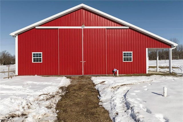 view of snow covered structure